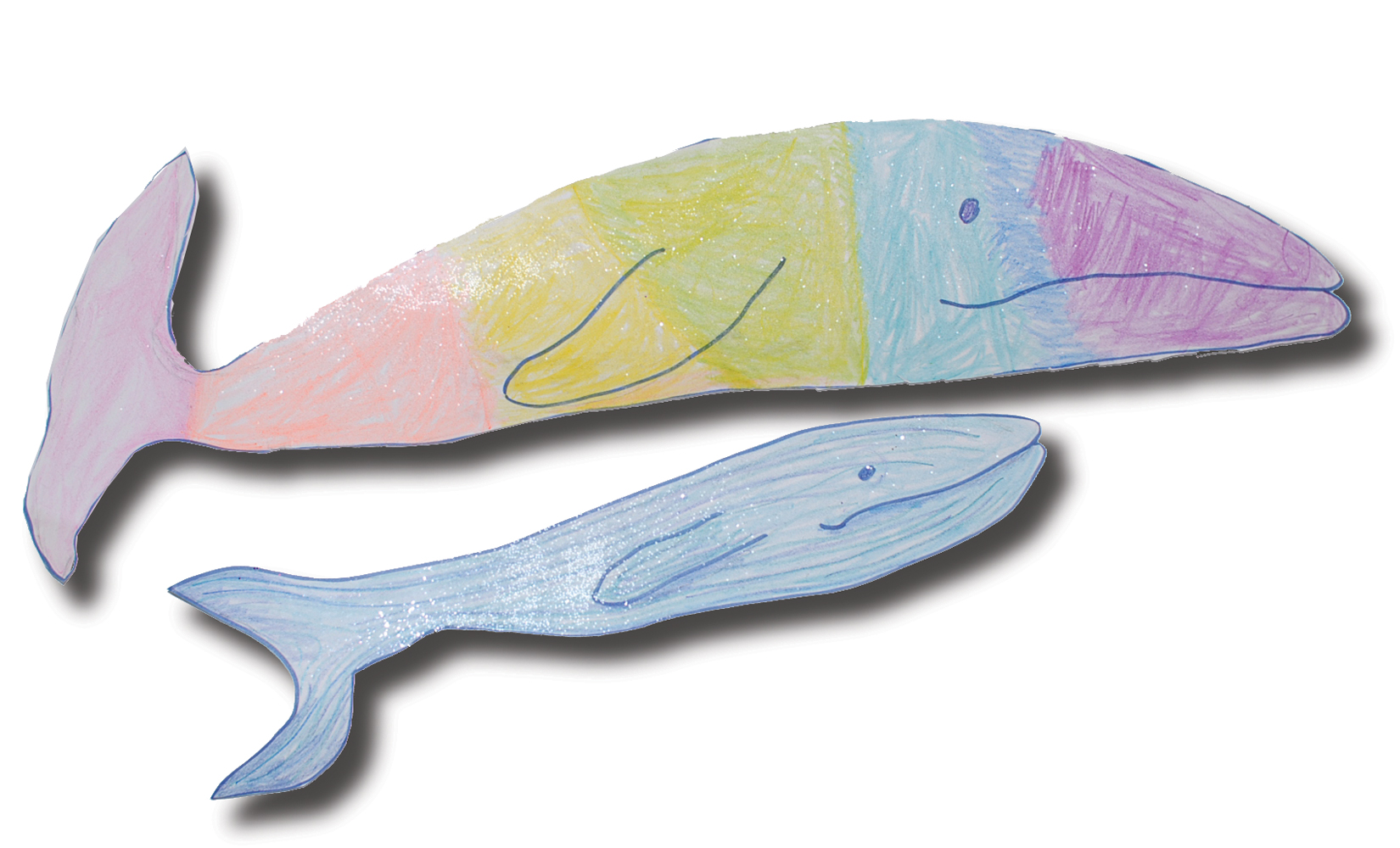 Whales by 5 yr. old - Pencil & Glitter