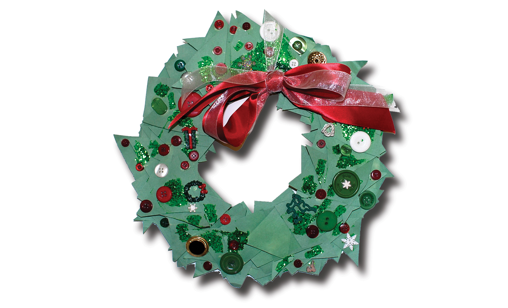 Wreath by 4 yr old - Recycled & Reused Paper & Buttons