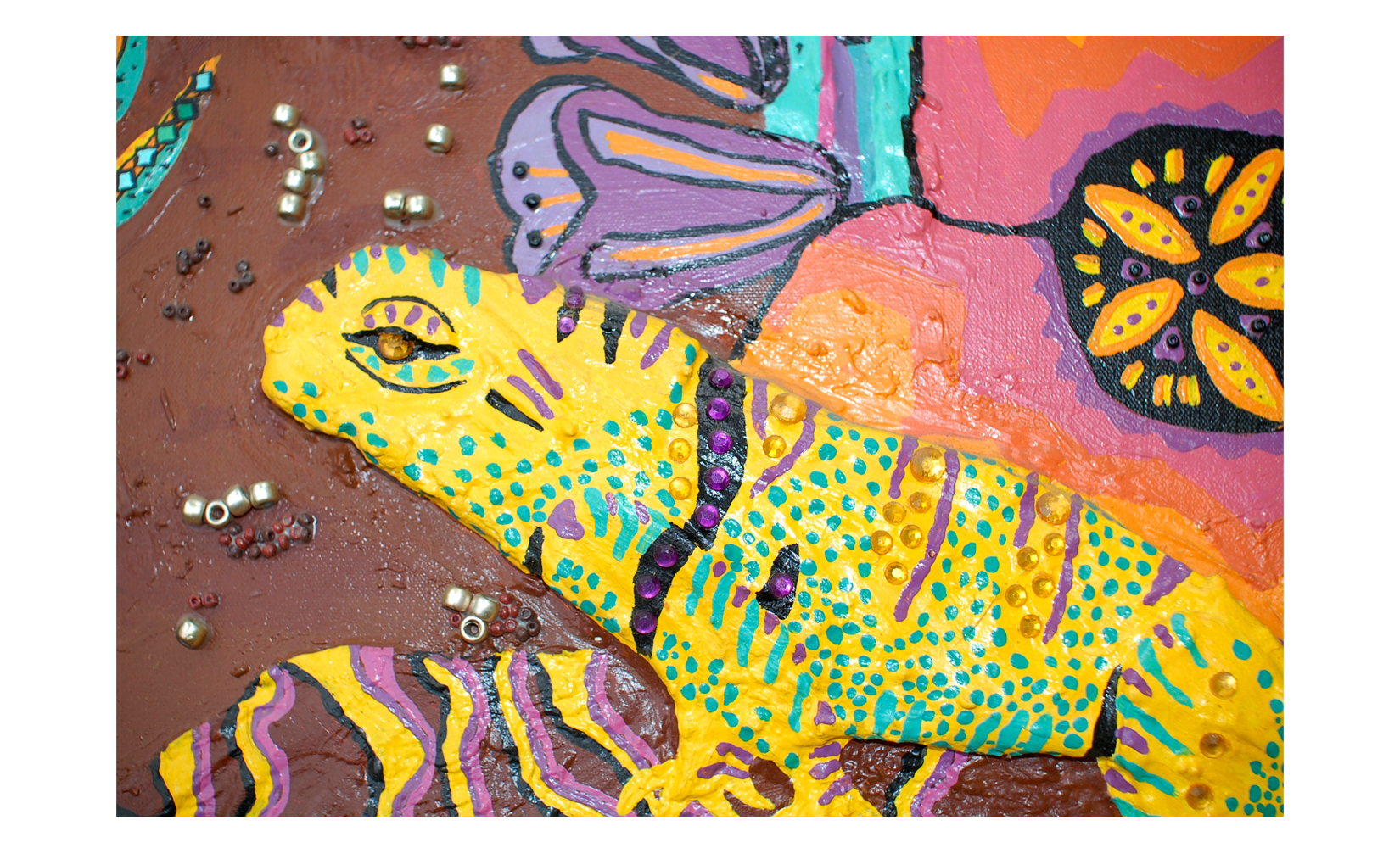 Iguana (part of larger painting) - Mixed Media